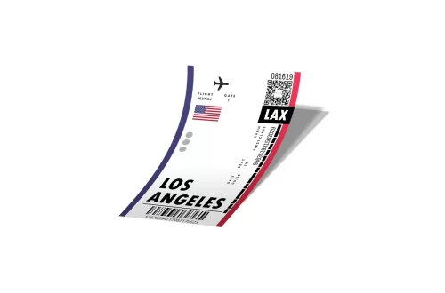 استیکر بلیط هواپیما به لوس آنجلس Los Angeles Boarding Pass کد 791