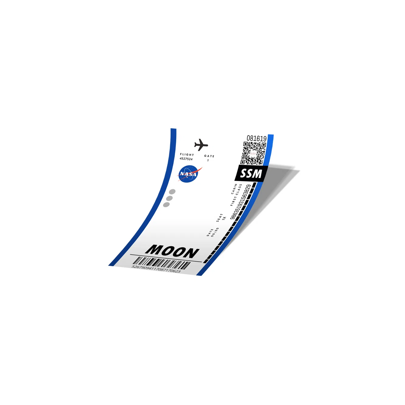 استیکر بلیط هواپیما به ماه ناسا Moon Boarding Pass Nasa کد 799